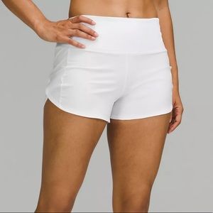 Lululemmon, Speed-up high rise shorts, 4 inches long, size 6, color: white.